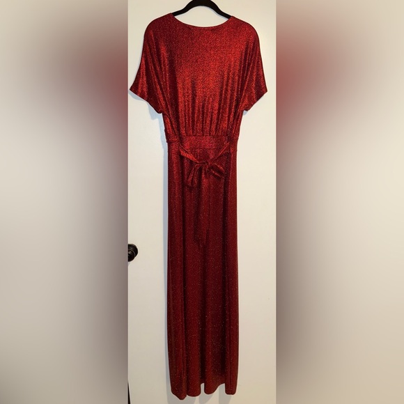 Elegant Lularoe large vibrant shimmering red Noelle dress - Picture 2 of 3